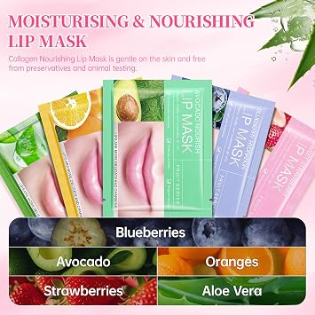 33 Stück Gesichtsmaske Tuchmasken Gesicht beauty set geschenke für frauen Gesichtsmasken Set mit Augenpads Lippenbalsam Lippenmaske Augencreme Maske Gesicht Gesichtspflege Geschenkset Frauen