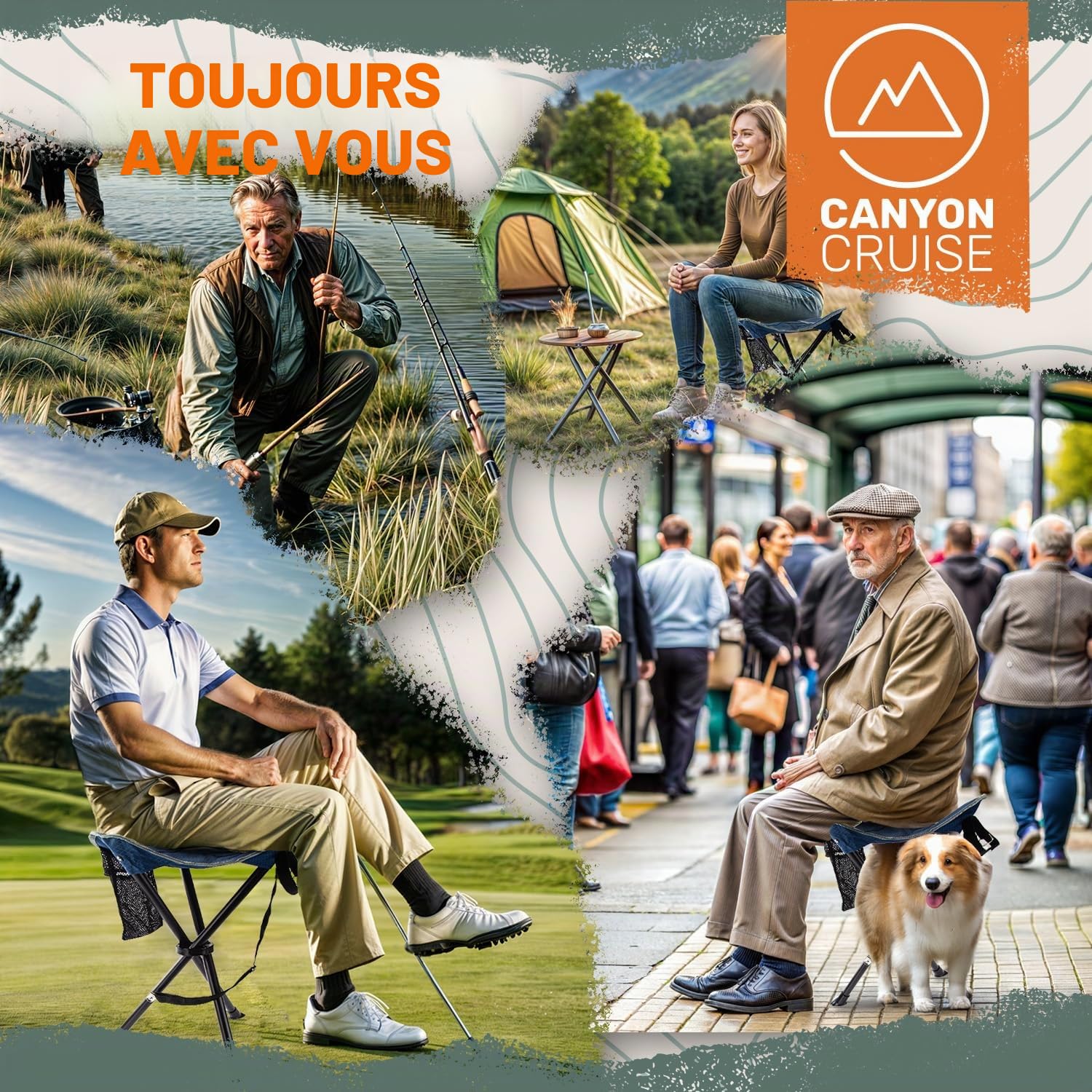 Tabouret de Camping Chaise de Camping Pliable Portable, Siège de pêche, Chaise de Festival (2 pièces)