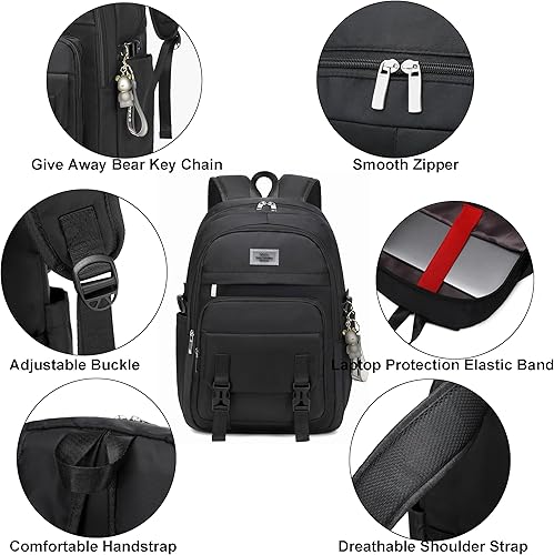 Miniatura 4 de Mochilas para laptop de 15.6 pulgadas, mochila escolar universitaria, bolsas grandes antirrobo, mochila de viaje para adolescentes, niños, niñas y
