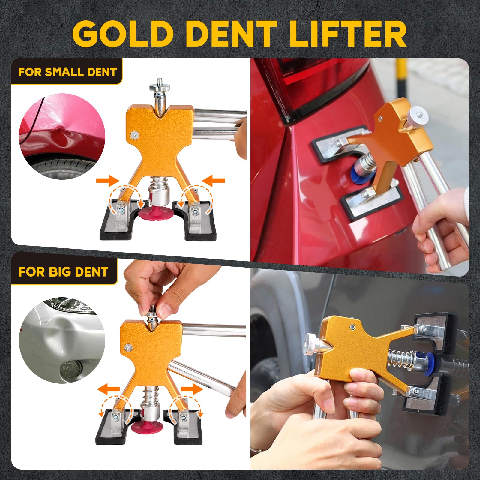Ausbeulwerkzeug,66PCS Beulen Reparaturset Auto,Dellen Reparaturset Auto mit Gleithammer,Einstellbare Breite Golden Lifter,Ausbeulreparatur-Set Kann 98% der Autodellen Reparieren