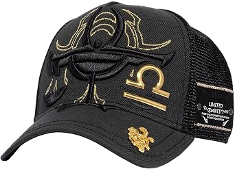 Red Monkey Designs Libra Black RM1424 Zodiac Series Fashion Unisex Limited Edition Mesh Trucker Hat Cap