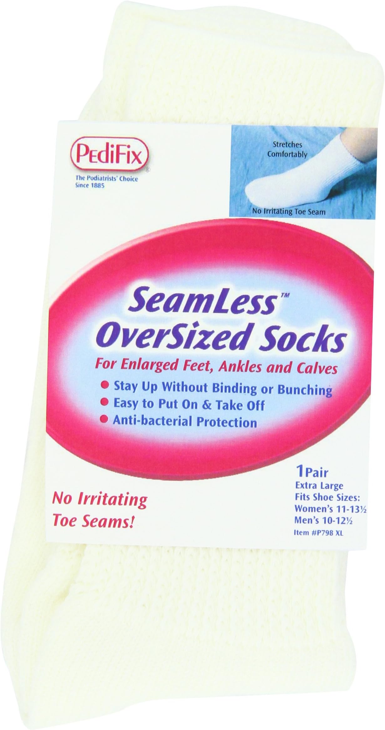 PediFix Seamless Oversized Socks, X-Large Mens 10-12.5 Womens 11-13.5