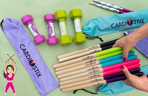 Miniatura 8 de CardioStix Paquete de palillos cardiovasculares de madera de nogal americano de alta calidad de 8 onzas (1 par)  Para batería, fitness, clase
