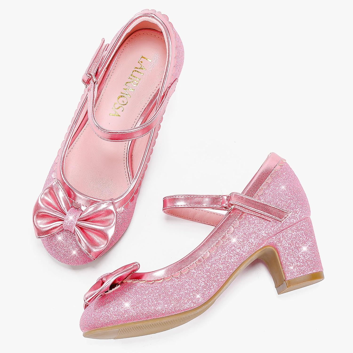 Princess Shoes High Heel Toddler Girls Dress Shoes Cute Bowknot Sparkle Mary Jane Flower Girls Wedding Birthday Party Prom for Little Big Kids - Image 7