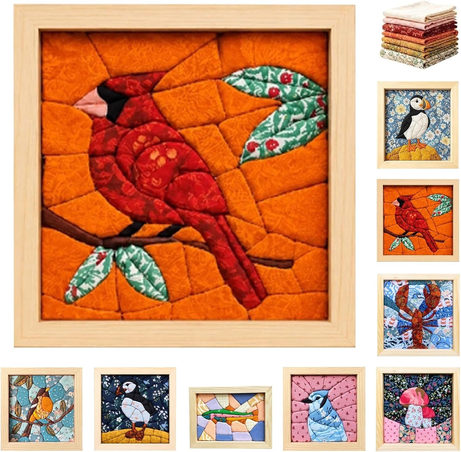 No-Sew DIY Kinusaiga Fabric Art Kit, Fabric Mosaic Wall Art Craft Kit, H