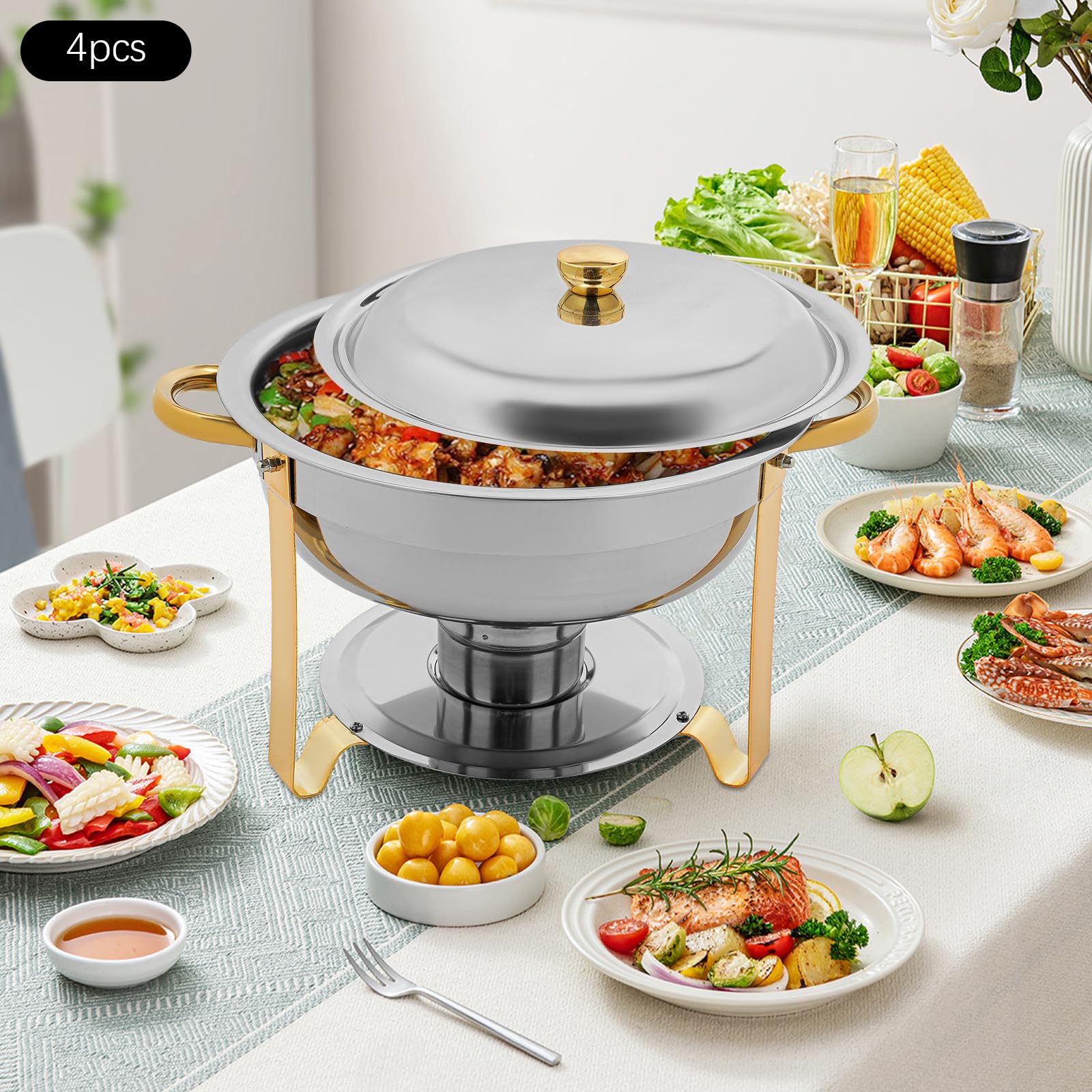 Set da 4 pezzi Chafing Dish Buffet Set in acciaio inox catering Chafer Caldo Set di stoviglie per buffet caldi e calde, per ristoranti a buffet, hotel, 41 x 25 cm