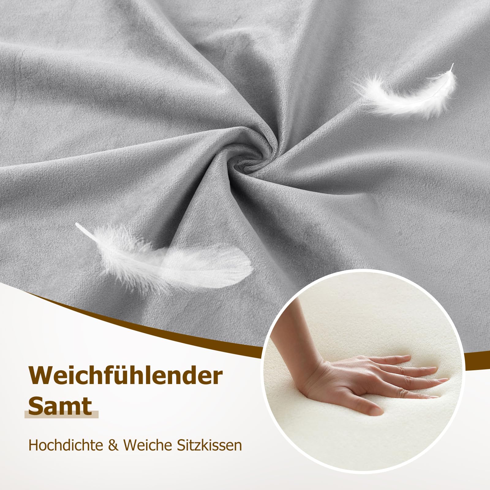 Verstellbarer Barhocker, Drehbarer Barhocker, 2er-Set, Thekenhocker mit Armlehne und Fußstütze, Gepolsterte Barstühle für Küche und Esszimmer, Samt-Grau