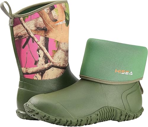 Miniatura 2 de HISEA Botas de jardín de goma para mujer, impermeables, aisladas, zapatos de jardinería, altura media para trabajo de barro al aire libre, 5