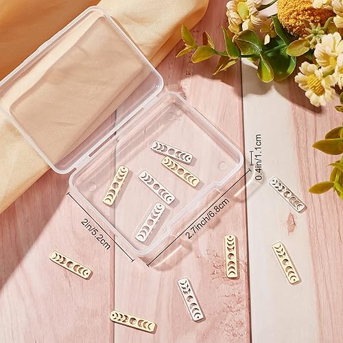 Miniatura 7 de Beebeecraft 16 dijes de fase lunar de 2 colores chapados en oro de 18 quilates y platino con barra hueca de astronomía lunar para bricolaje y