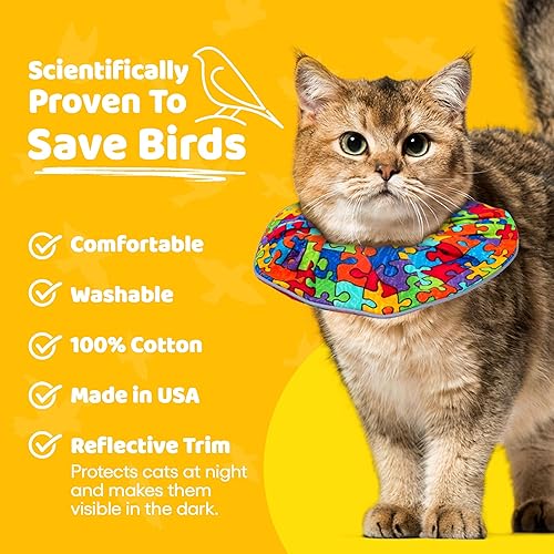 Miniatura 3 de Birdsbesafe® Funda para collar de gato para pájaros, collar de gato con advertencia de pájaros, científicamente probado para ayudar a evitar que tu