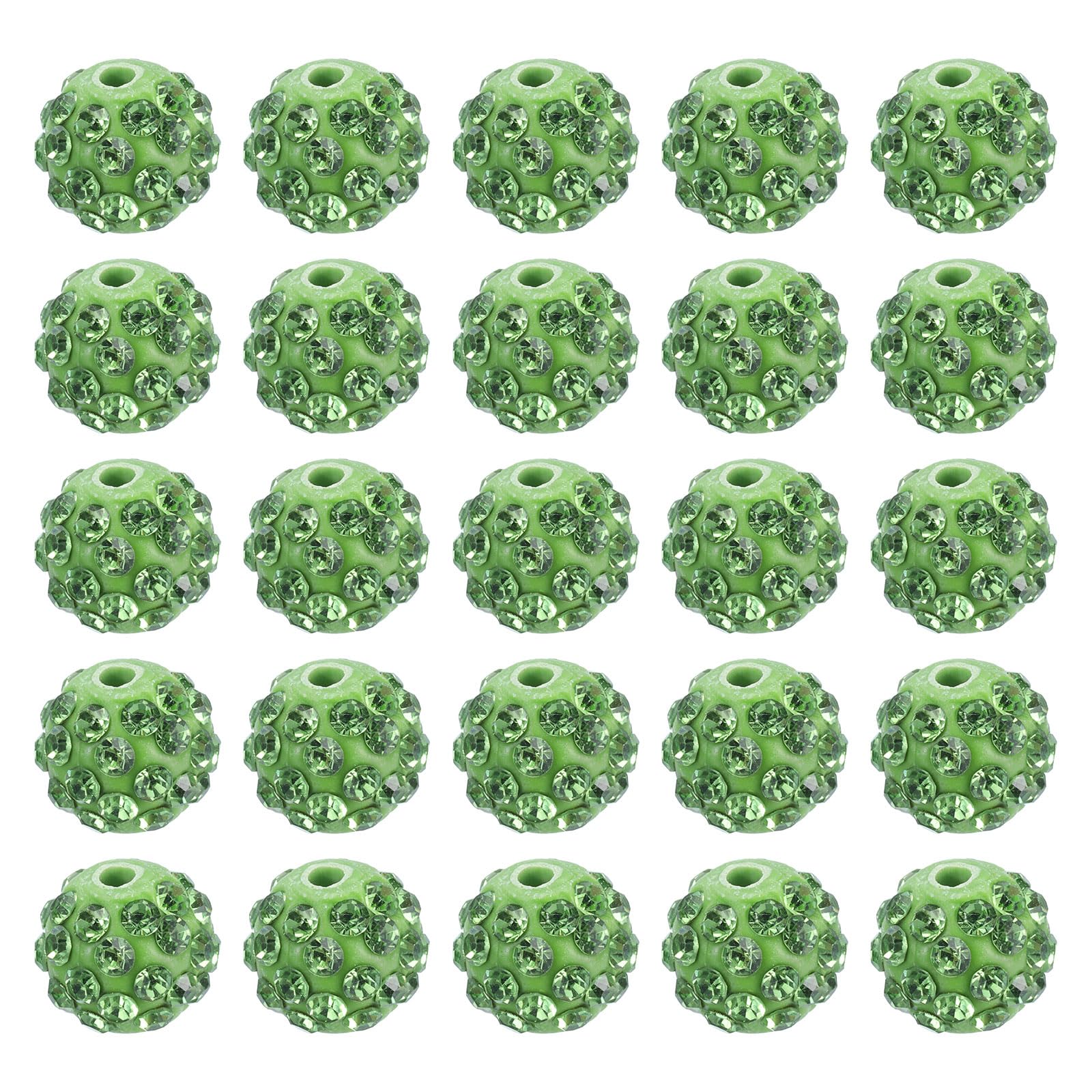 PATIKIL 10mm Crystal Disco Rhinestone Bead, 25Pcs Crystal Rhinestone Pave Disco Round Ball Polymer Clay for DIY Jewelry Making Bracelet, Light Green