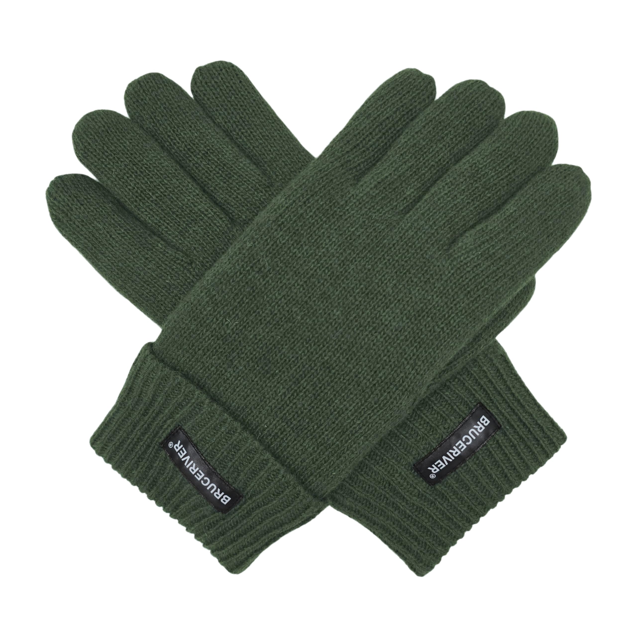 BRUCERIVER Men's Pure Wool Knitted Gloves