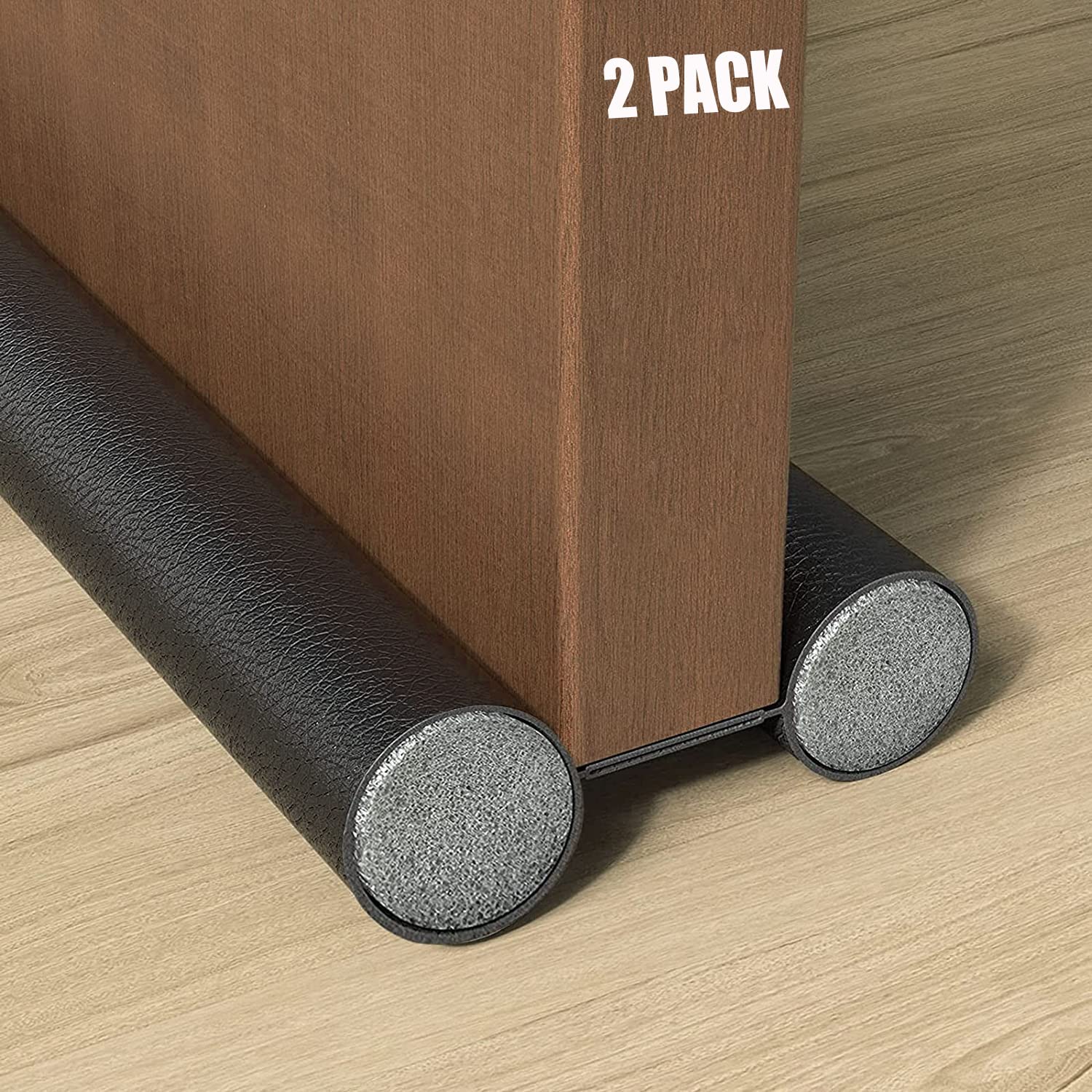 FUNI 2pcs Under Door Draft Stopper, Weather Stripping Noise Blocker, Double-Sided Under Door Draft Stopper, Interior Front Door Sweep, Blocker, Soundproofing Guard, 0.96m, Black