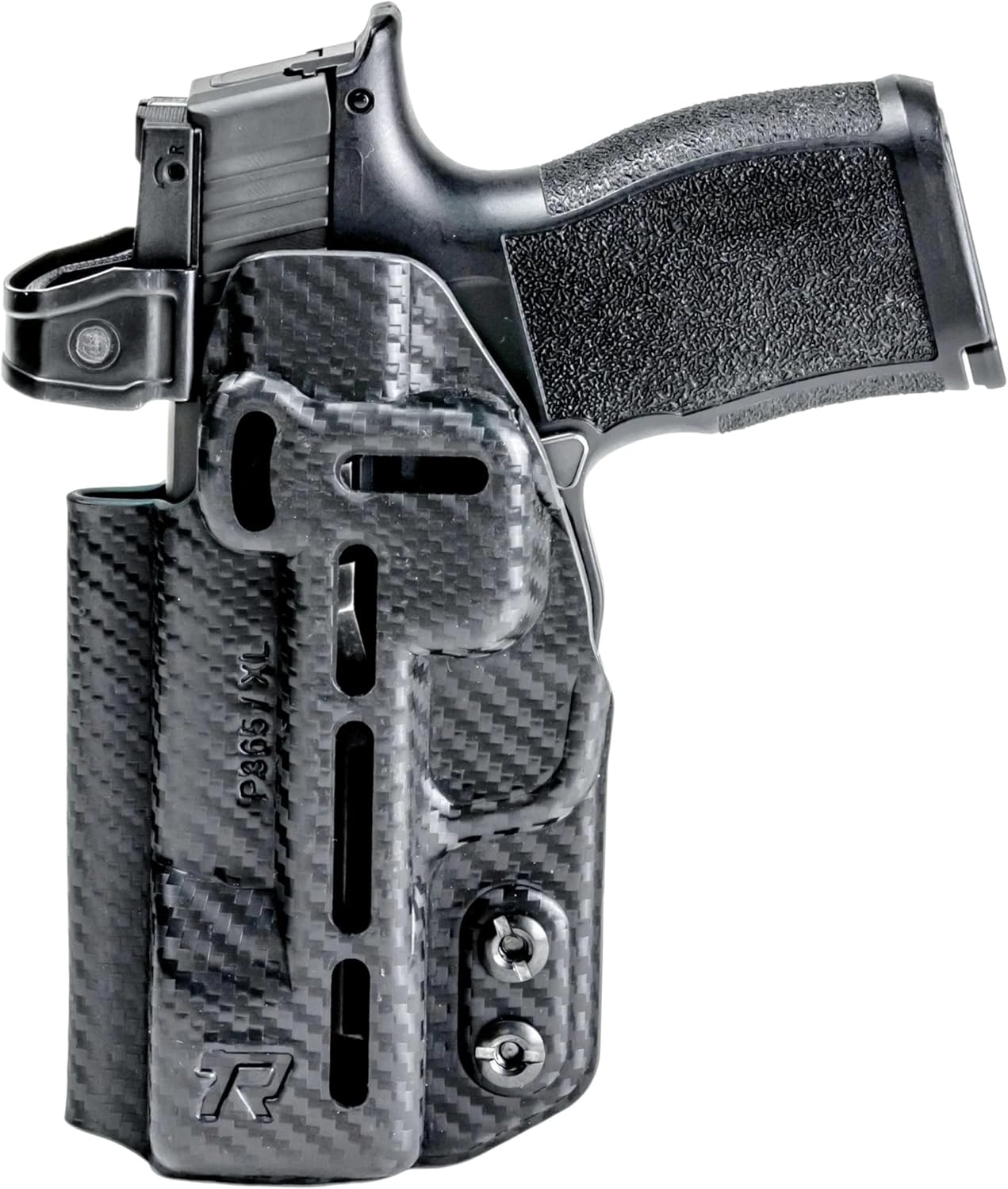 Rounded Druid IWB OWB Holster, Claw, Wedge, Inside Outside Waistband Carry, American Made, Concealment Express, Carbon Fiber Black Kydex, Optics Ready, Fits: