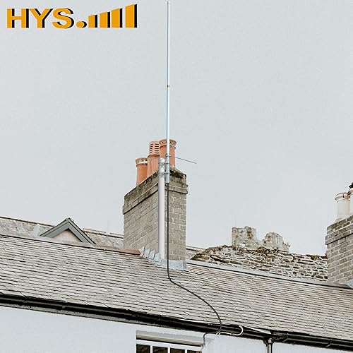 Miniatura 8 de HYS Antena de estación base de fibra de vidrio presintonizada para VHFUHF 144430MHz - 4.5dBi VHF y 7.2dBi UHF, conector SO239, 5.7 pies de largo,