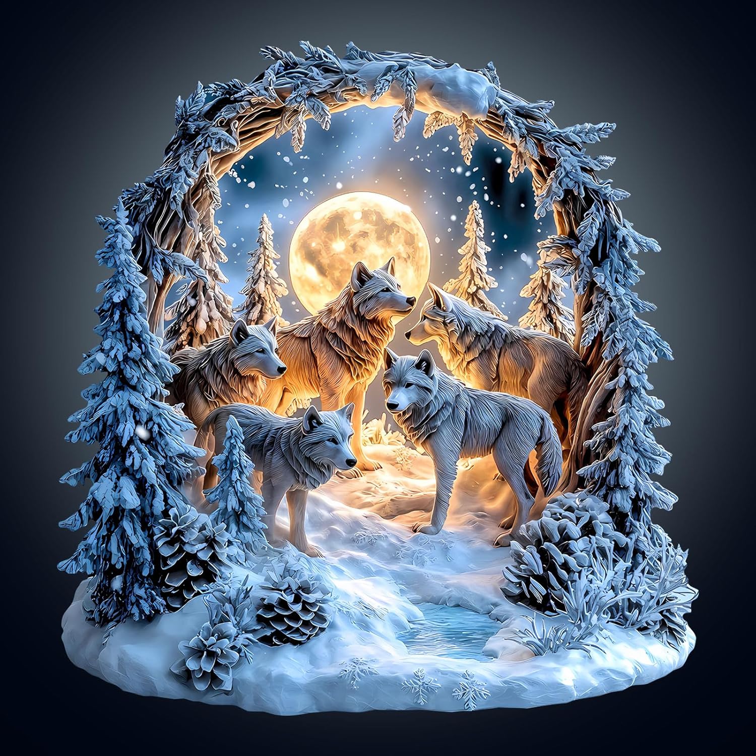 WOODBESTS Wooden Puzzles for Adults-Snowy Night Wolf, 185 Pieces Wood Puzzle (M-11.4 * 10.9in), Premium Art Shape Wooden Animal Jigsaw Puzzles, for Men/Women & Family Game Night