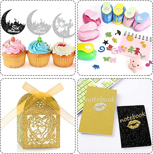 Miniatura 67 de 24 hojas de papel de cartulina con purpurina blanca, papel brillante A4 de primera calidad para álbumes de recortes, proyectos de bricolaje, Blanco