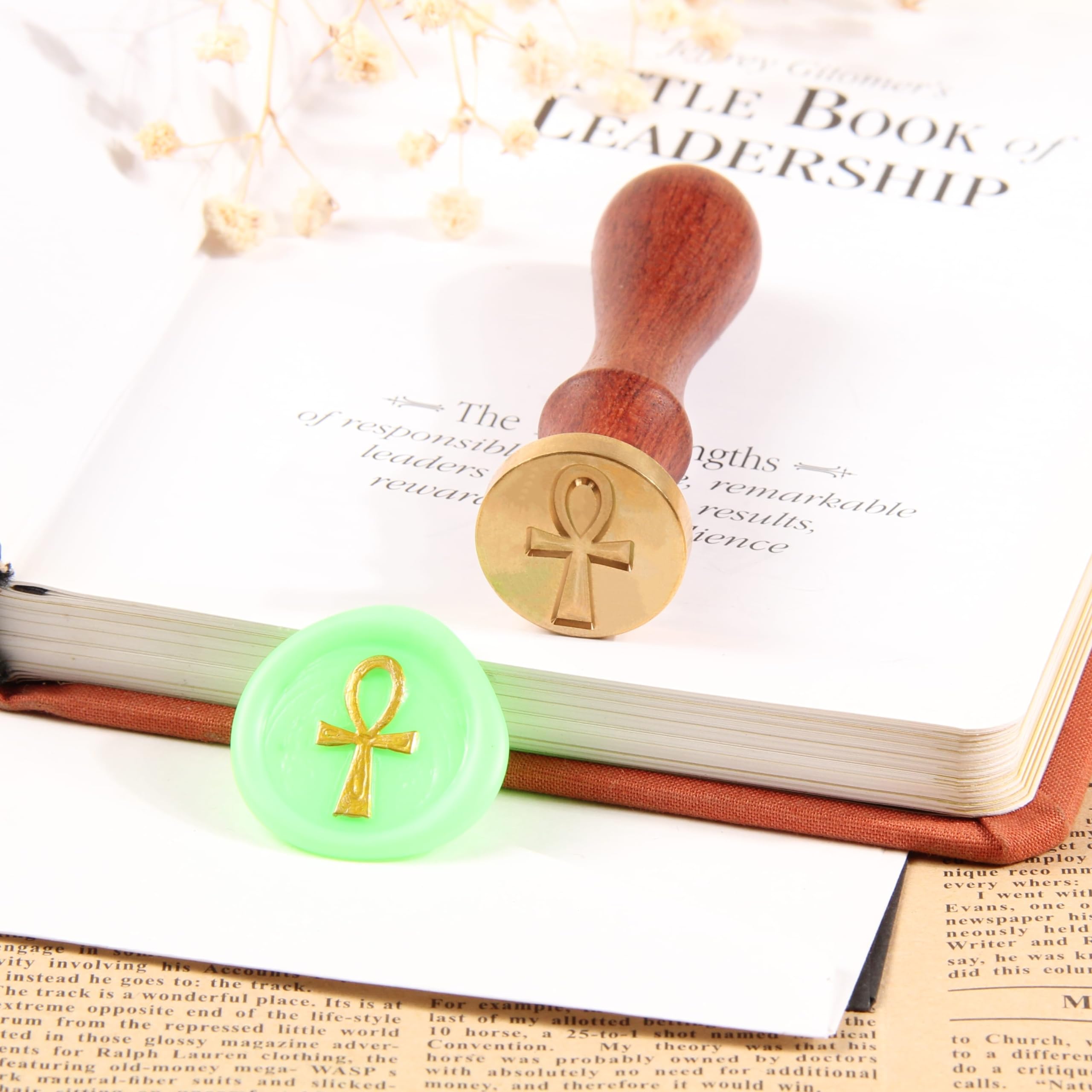 Wax Seal Stempel Ankh Cross - Messing 25mm Met Houten Handvat Voor Decoratie En Cadeau