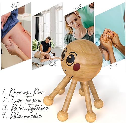 Miniatura 3 de WEGO Masajeador de madera | Masajeador de mano con forma de araña de seis patas | Herramienta de terapia de masaje de mano para masaje de cuerpo