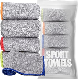 Vnoss Microfiber Quick Dry Gym Towels 5 Pack - Silver ION Odor-Free, Super Absorbent & Fast Drying Workout Towels (Grey, 16x27 Inch)