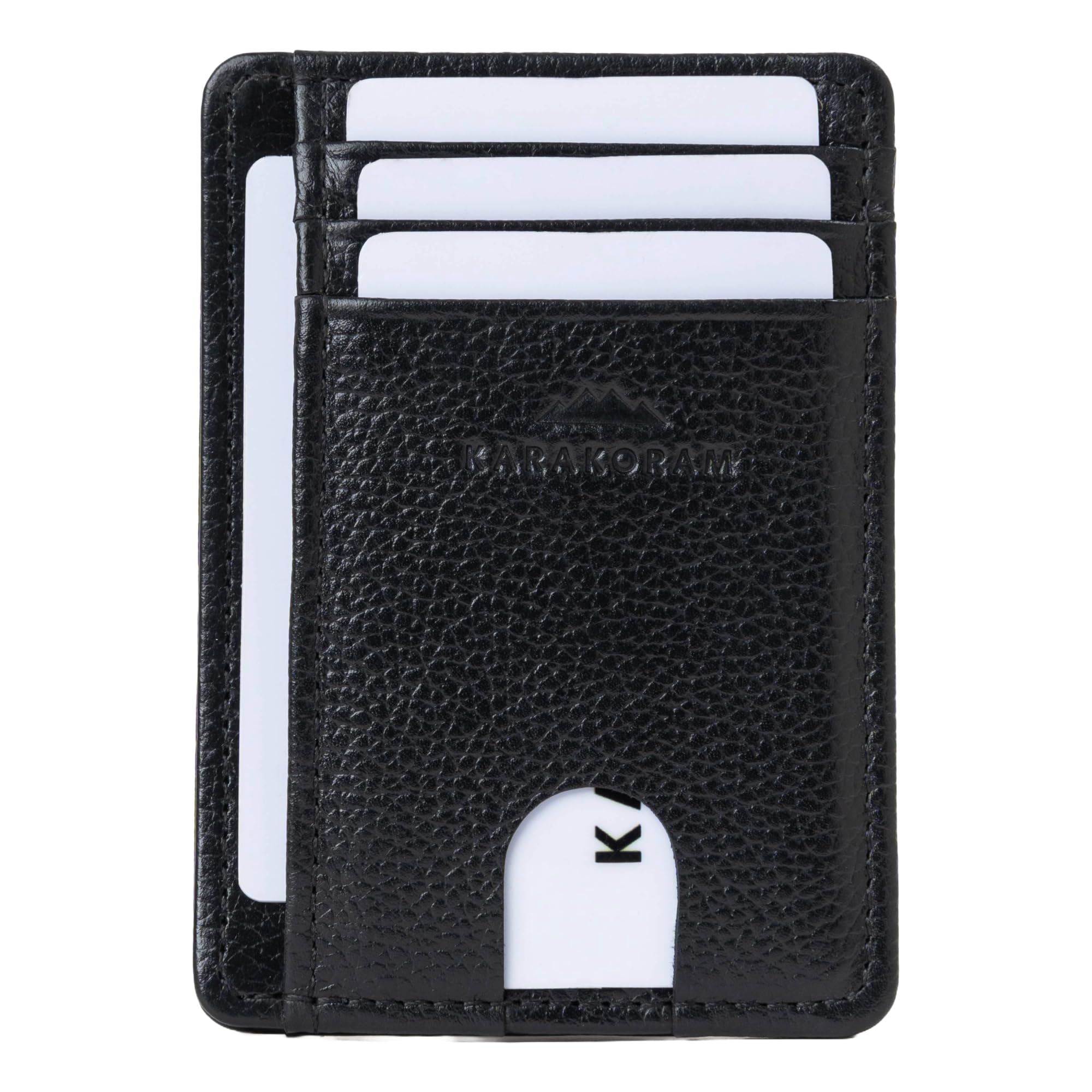 KARAKORAM Vertical Handcrafted Premium Leather Front Pocket Credit Card Holder with RIFD Protection | Artisan Made Slim Leather Wallet | Finger Glide