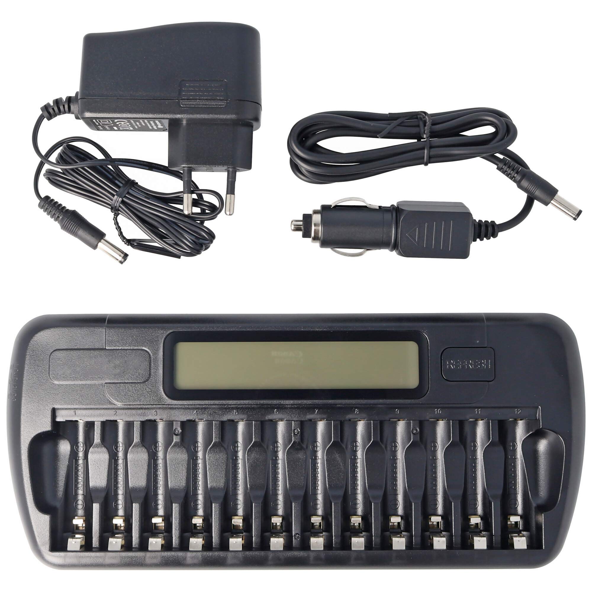 everActive NC-1200 - Cargador NIMH controlado por microprocesador con pantalla LCD para 1-12 pilas AA/AAA
