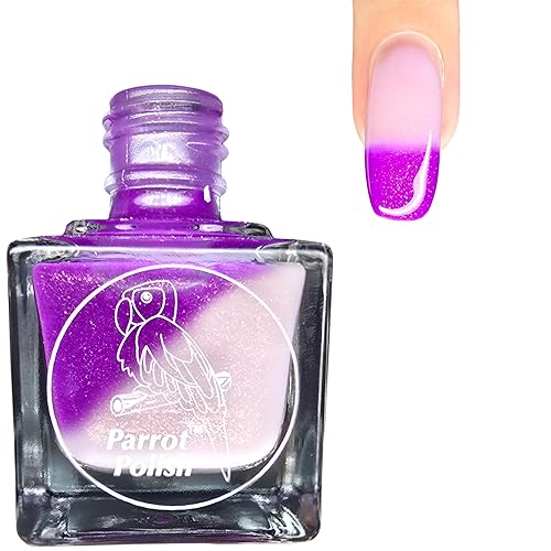 Parrot Polish Fairy Thermal Nail Polish V2, Purple to Clear Gold Shimmer Lacquer