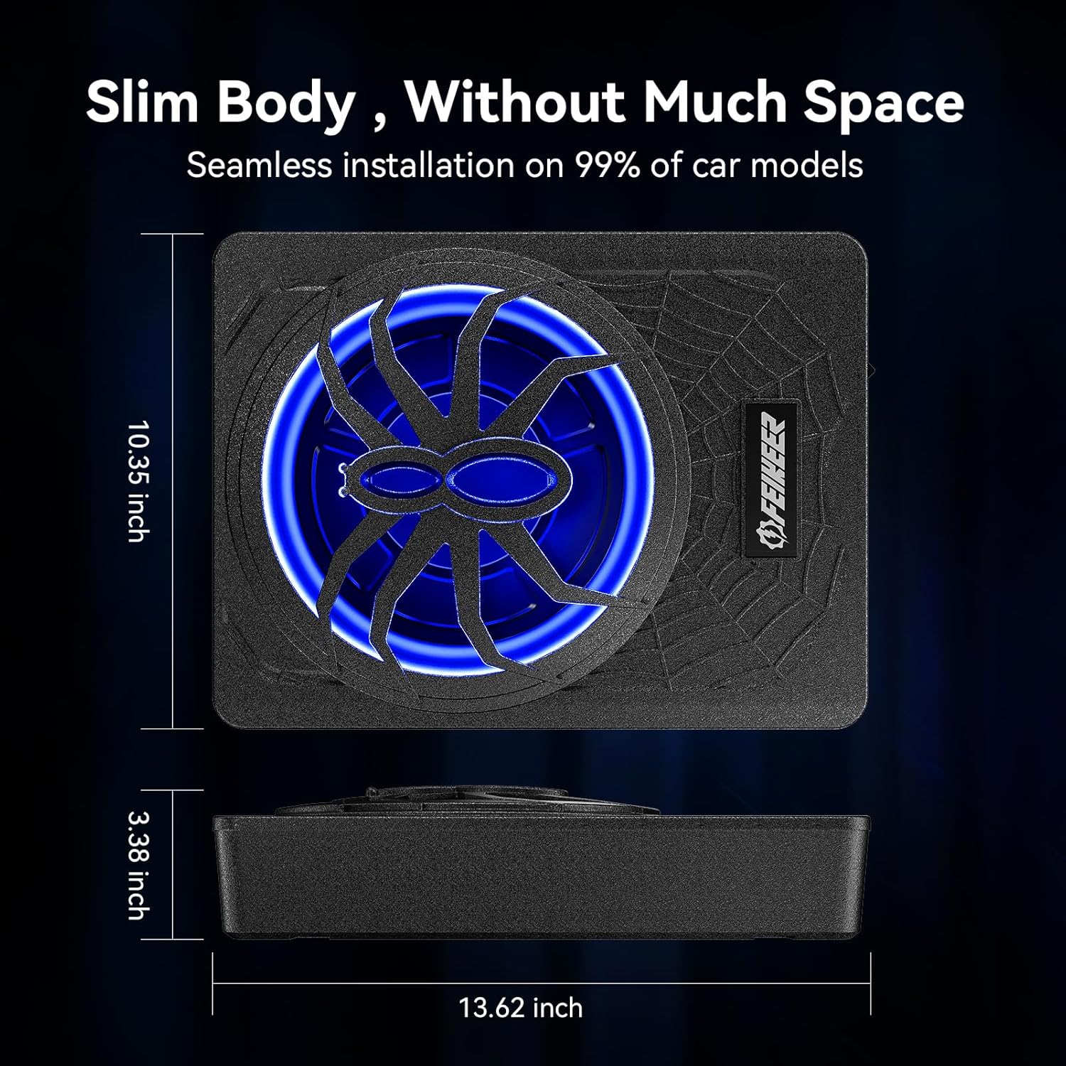 2025 10" 1200W UnderSeat Car Subwoofer, with Multicolor LED Lighting, Deep Bass Enhancement. Subwoofer and Amp Package for a Dynamic Driving Experience with Bass Melodies