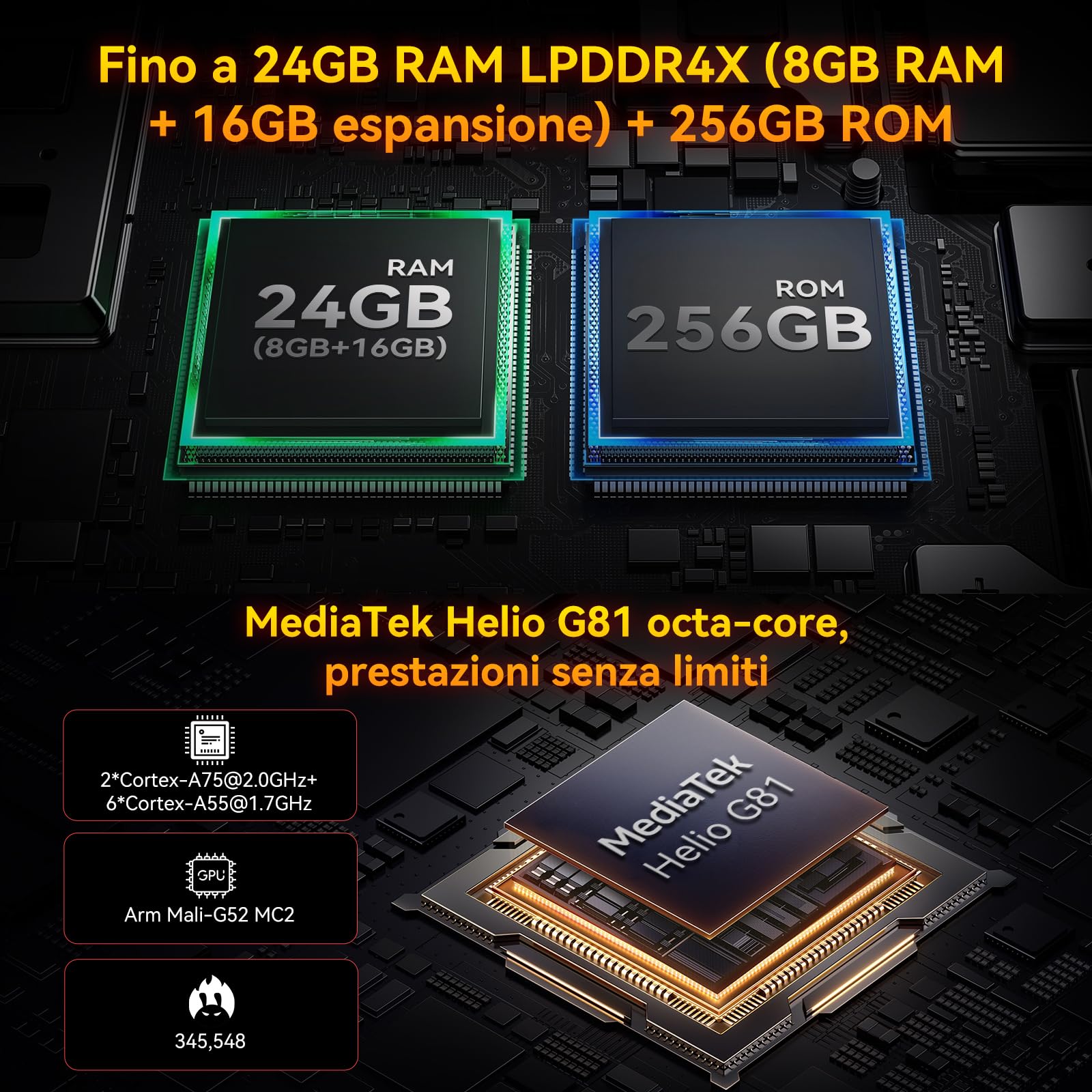 Blackview ROCK 1 Android 16 Rugged Smartphone 15000mAh,Telefono Indistruttibile per Esploratori e Outdoor, Doppio Schermo,24GB+256GB,Fotocamera Notturna 20MP, Gemini AI/NFC/3 Anni di Garanzia