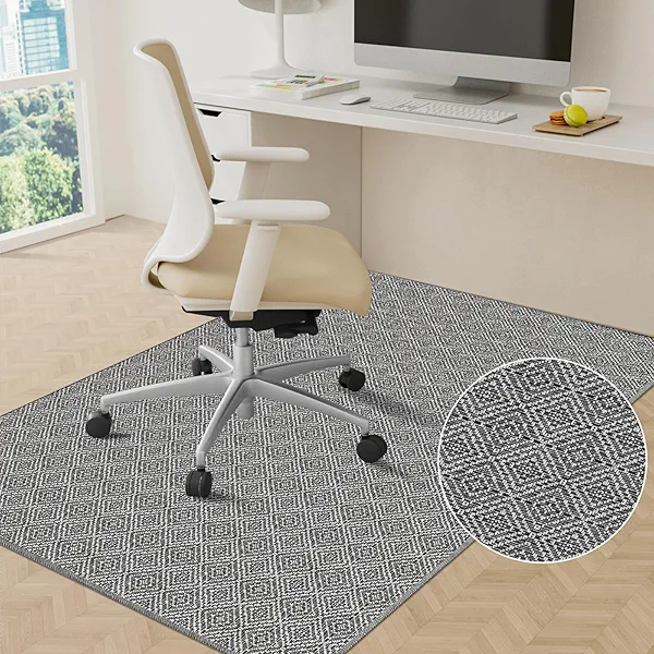 KMAT Office Chair Mat, 36x48in Heavy Duty Hardwood/Tile Floor Protector, Floor Mat Computer Desk Mat for Rolling Chairs, Work, Study, Office, Grey