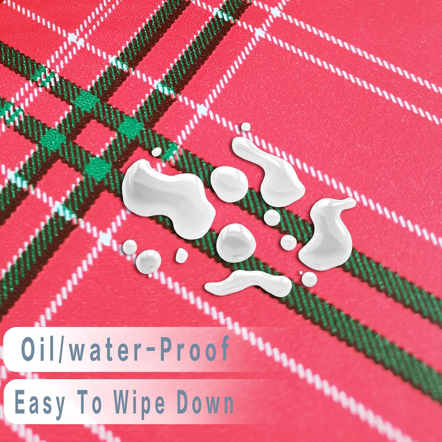 Lifesmells Round Fitted Vinyl Tablecloth Great for Xmas/Parties/Home,Oil&Waterproof Wipeable,Flannel Backed&Elastic Edge,Red and Green Plaid Patterns for Indoor Outdoor Table of 45-56" Diameter : Patio, Lawn & Garden