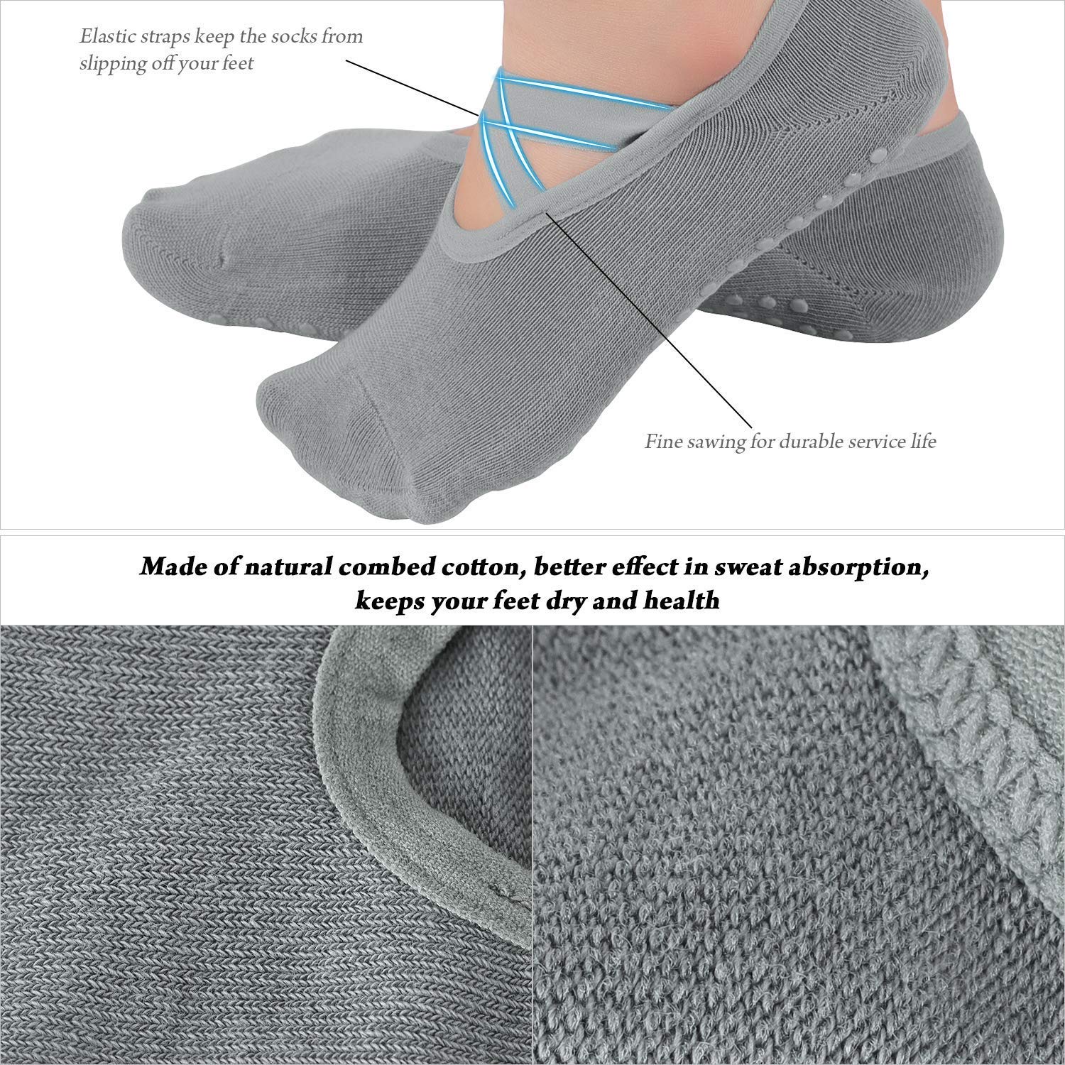 6 Pares De Calcetines De Yoga Antideslizantes Con | Envío Gratis