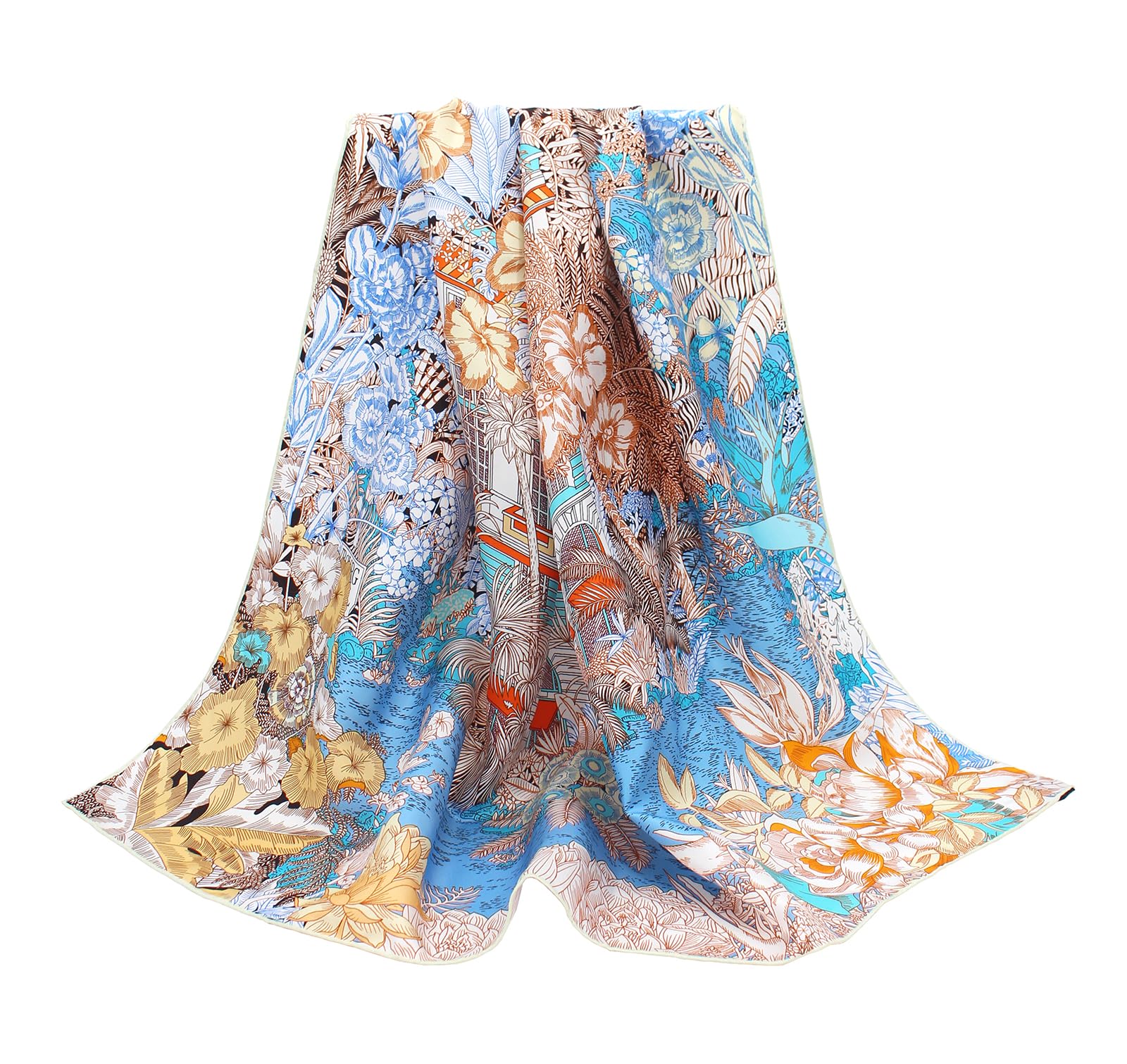 'ANDANTINO 100% Pure Mulberry Silk Scarf 35'' Large Square Lightweight Headscarf Womens Hair Wraps-With Gift Packed'