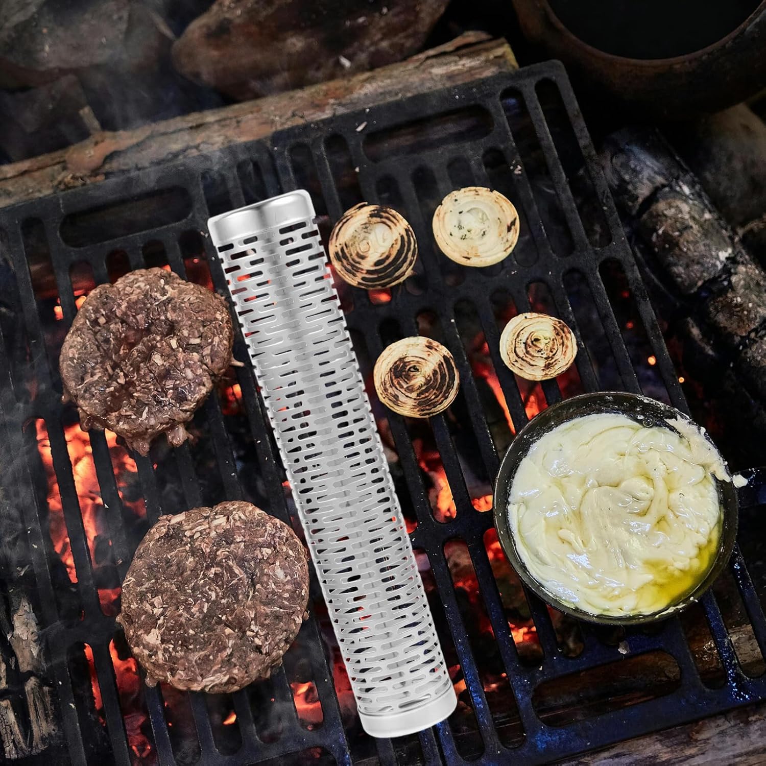 Mipcase 2pcs Smoker for Gas Grill Reusable Smoking Tube Wear-resistant Grilling Tube Outdoor Grilling Tool