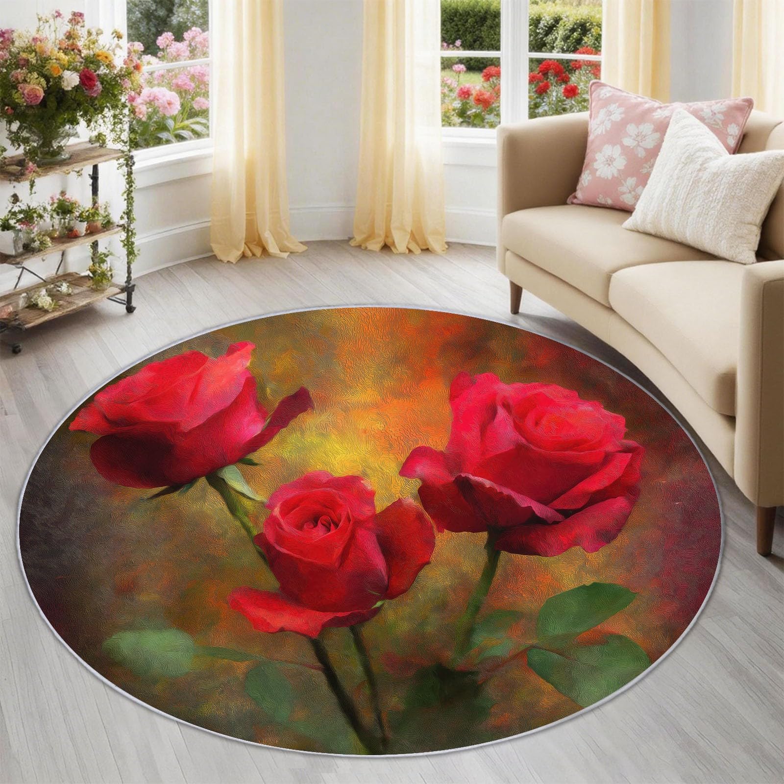 Tapis rond enfant antidérapant et lavable texture douce 140cm