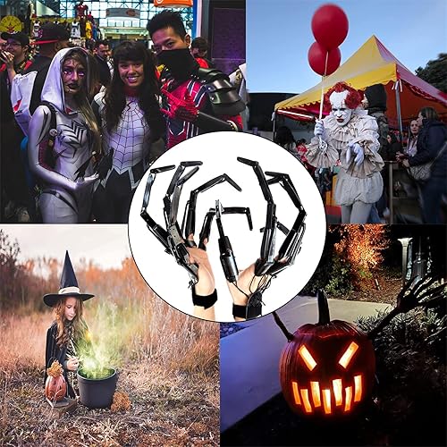 Miniatura 9 de CJWDZ 1 Pair Halloween Articulated Fingers Halloween Extension Scary Skeleton Hands Toys Articulated Fingers Fits All Finger Sizes for Halloween