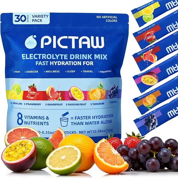 Electrolytes Powder Packets - Hydration Packets, Liquid Daily IV Hydrate Packets for Dehydration Relief and Rehydration Portable, Instant Electrolyte Drink Mix NonGMO 10.58oz 300g (Variety 30 Packets)