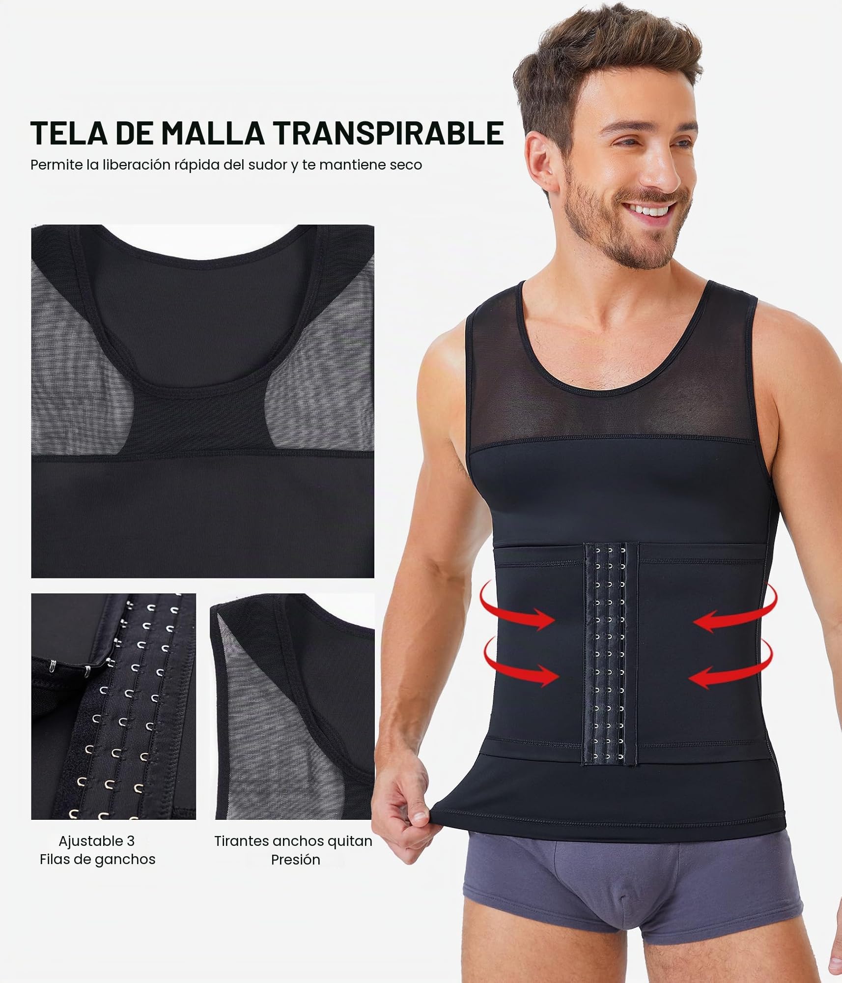 KUMAYES Camisetas interiores para Hombre Faja Reductora Compresión Camiseta Adelgazar Moldeador Shaper Compresión Chaleco