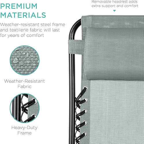 Miniatura 24 de Best Choice Products Juego de 2 sillas reclinables ajustables de malla de acero con gravedad cero con almohadas y bandejas portavasos, color arena