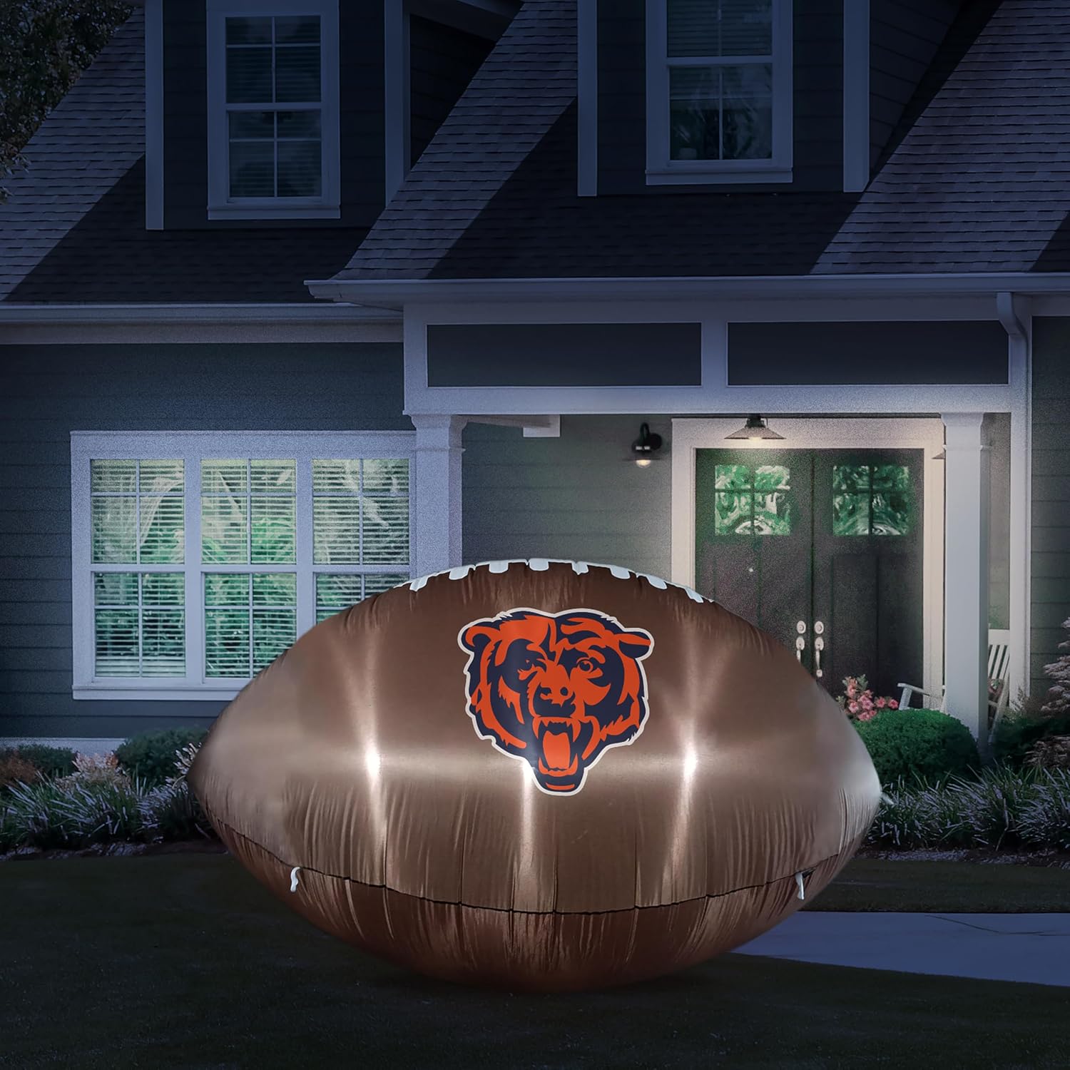 FANMATS NFL Inflatable Football - Self Inflating Inflatable Display, Built-In Blower & Tethers, Official Team Logo – Show Your Spirit All Year Round