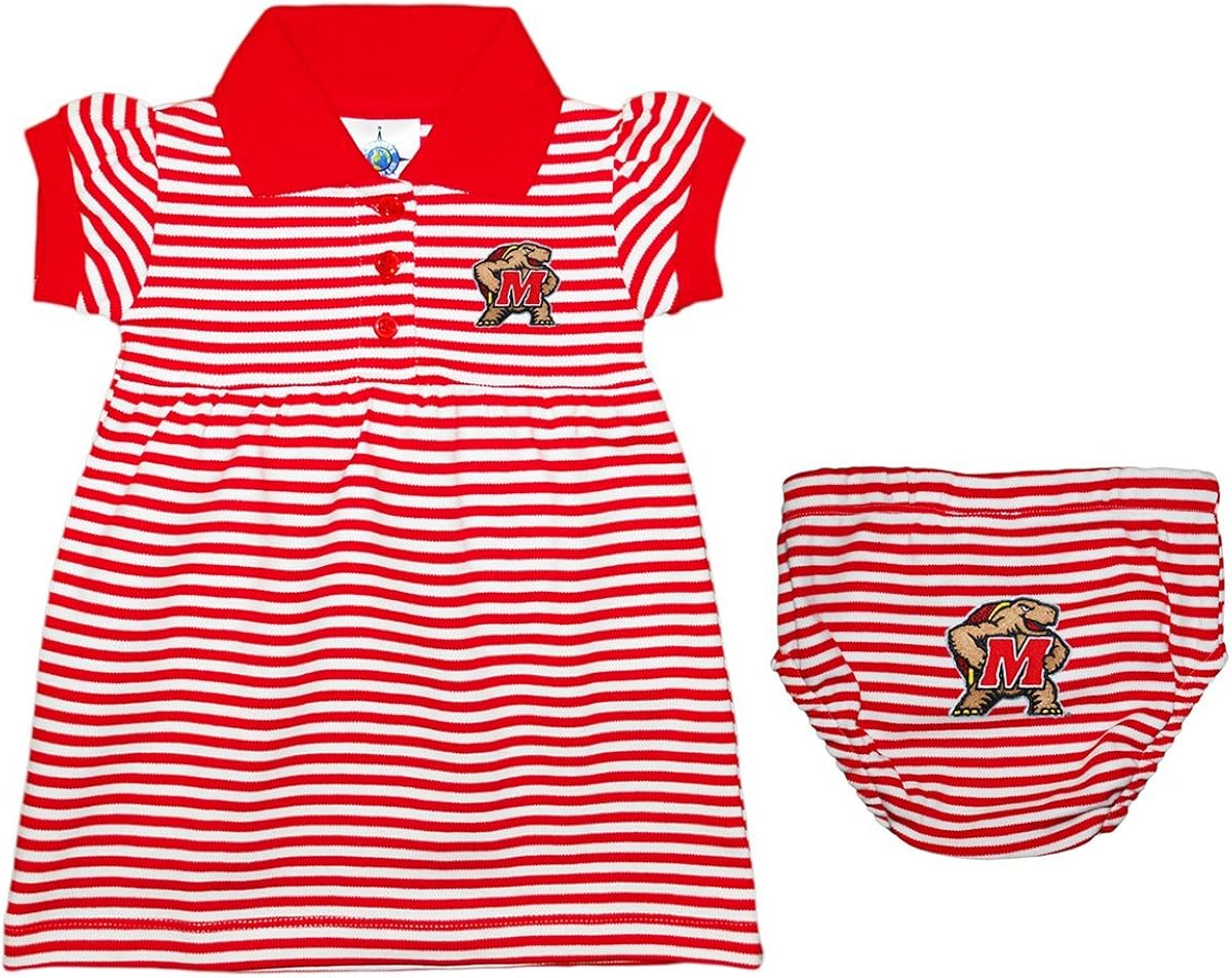 Creative Knitwear University of Maryland Terps Striped Game Day Dress with Bloomer Red: Clothing, Shoes & Jewelry