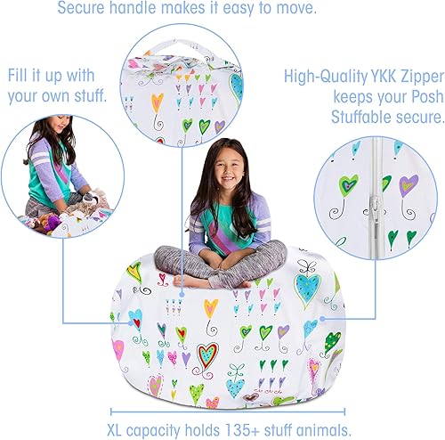 Miniatura 2 de Posh Stuffable - Sillón puff con almacenamiento para niños, contenedor de animales de peluche, organizador de juguetes de niños