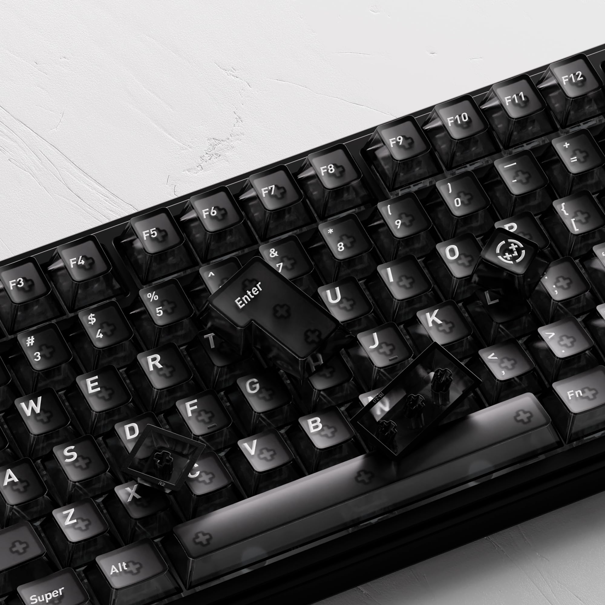 HITIME XVX - Tasti trasparenti neri, 60 75 100%, stile keycap in ceramica, copritasti lucidi e profilo ciliegio, set di tappi per tastiera meccanica Mx, 119 tasti