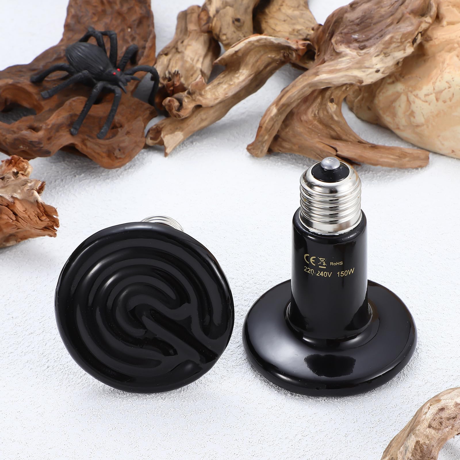 Lampade Riscaldanti in Ceramica per Rettili senza Luce, 3 Pezzi da 150w, Emettitori di Calore per Terrari Attacco E26, Adatte per Lucertole e Serpenti