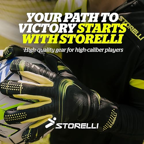 Miniatura 7 de Storelli Silencer - Guantes de portero de amenaza, guantes de portero de fútbol para jóvenes y adultos, guantes híbridos con espinas de dedo