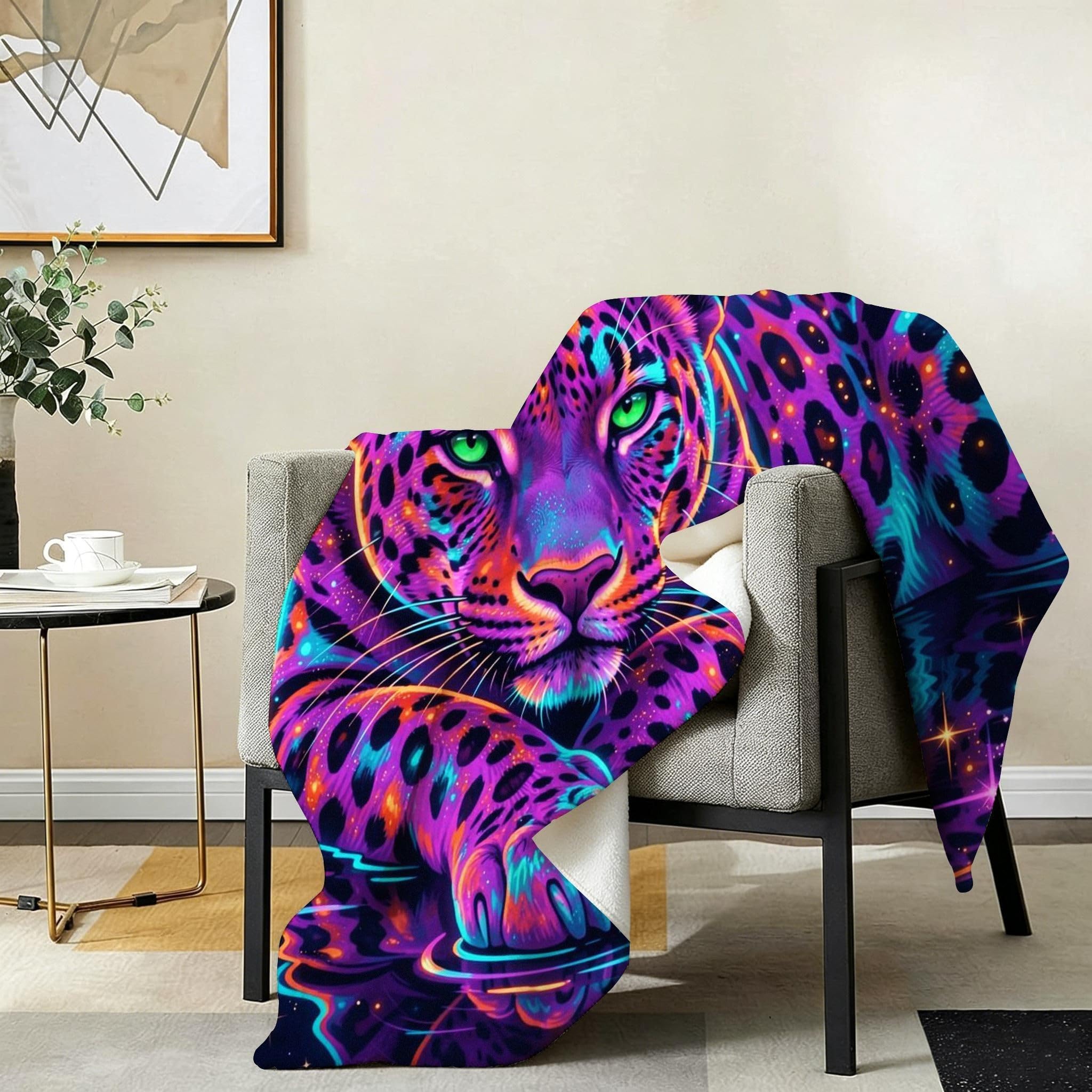 Manta Entretiempo Grande, Leopardo Morado, 220x240 cm, AQ4889