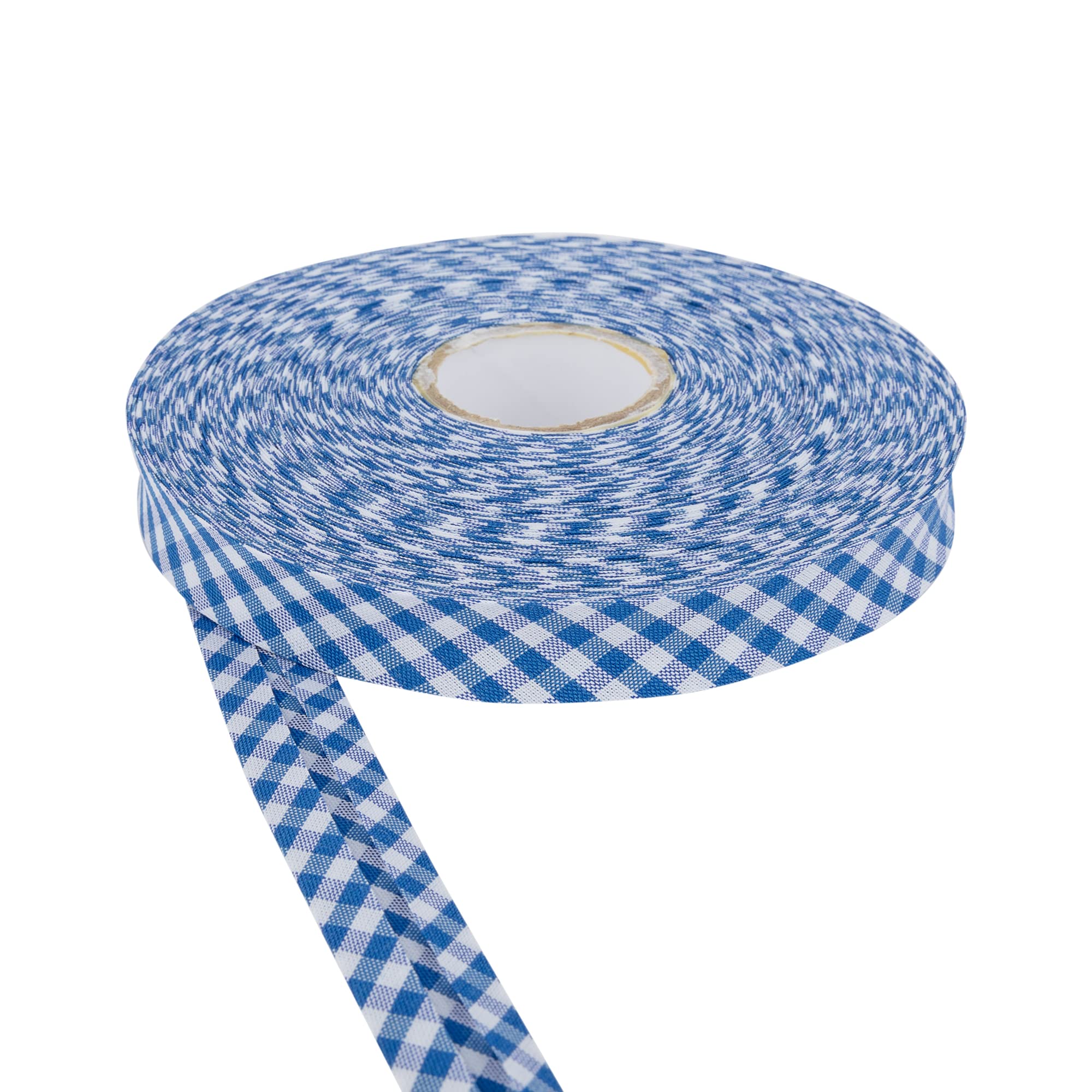 DFL Cotton Gingham Print Bias Binding Tape 18mm – Double Folded Edging in Assorted Colours, 5m & 25m Lengths – Perfect for Sewing, Quilting, Bunting & Craft Projects (5m,Royal Blue)