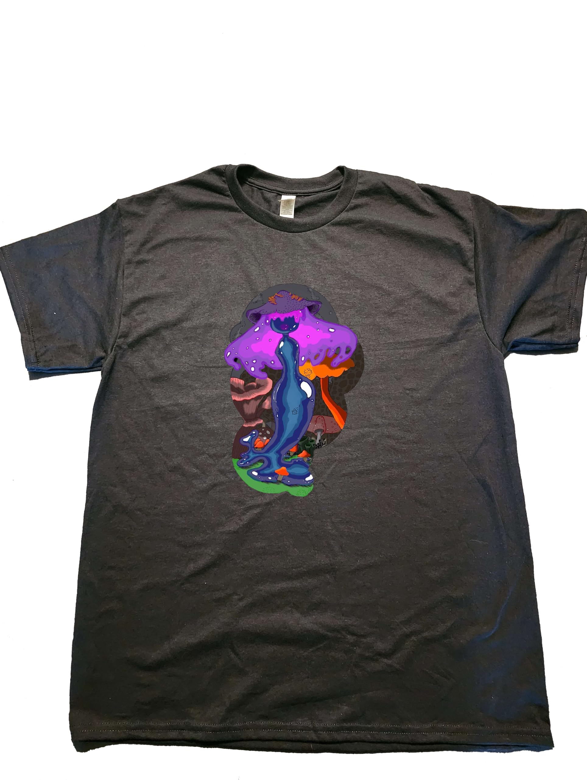 Mushroom Tshirt, Short Sleve Tshirt, Black, 3SX-5XL, 50% Blend Cotton and Polyester