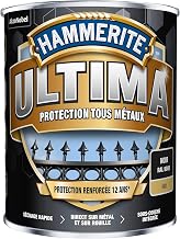 Hammerite Ultima - Peinture Acrylique Tous Métaux - 3 en 1 : Antirouille, Direct sur Rouille et Sans Sous-couche - Mat Noir 0,75 L