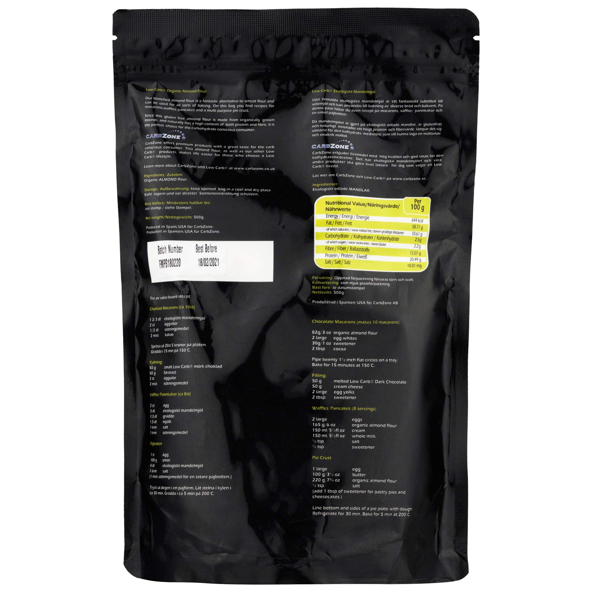 Carbzone Low Carb Organic Almond Flour 500 G Keto Gluten Free Diabetic Friendly Baking Buy Online In Sweden At Desertcart 4740